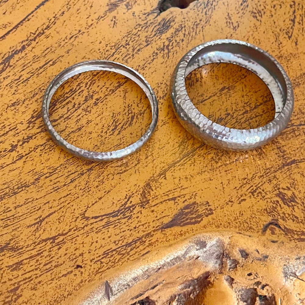 2 Beautiful Silver Tone Bangles - image 2